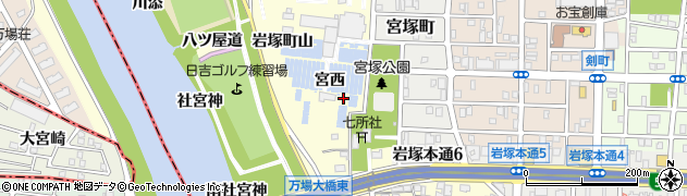 愛知県名古屋市中村区岩塚町（宮西）周辺の地図