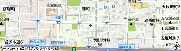 愛知県名古屋市中村区剣町195周辺の地図