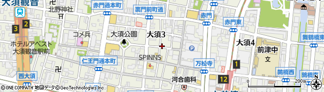 愛知県名古屋市中区大須3丁目21-25周辺の地図