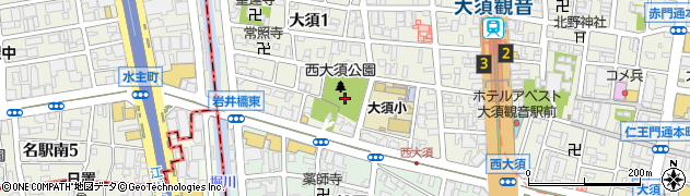 西大須公園周辺の地図