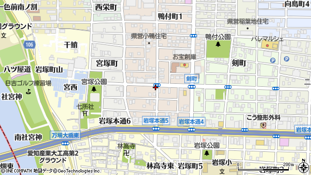 〒453-0844 愛知県名古屋市中村区小鴨町の地図