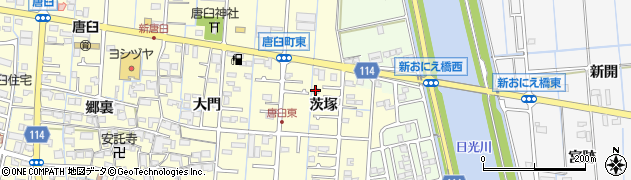 愛知県津島市唐臼町（茨塚）周辺の地図