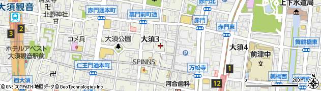 愛知県名古屋市中区大須3丁目21周辺の地図