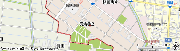愛知県津島市元寺町周辺の地図