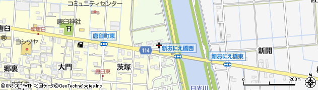 愛知県津島市中一色町（弥六山）周辺の地図