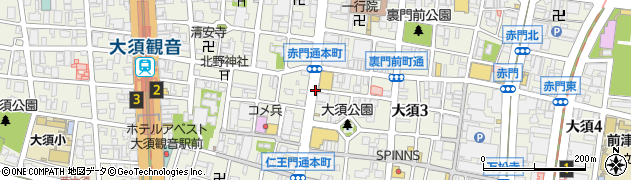 愛知県名古屋市中区大須周辺の地図