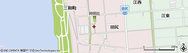 愛知県愛西市三和町田尻周辺の地図
