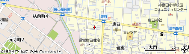 愛知県津島市唐臼町（西島）周辺の地図