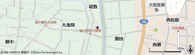 愛知県愛西市雀ケ森町（大縄場）周辺の地図