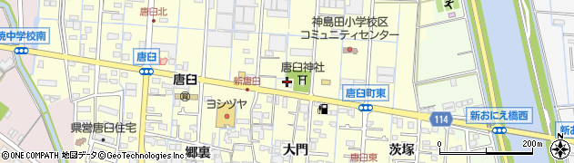 愛知県津島市唐臼町（柳原）周辺の地図