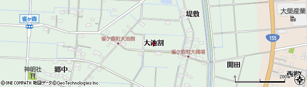 愛知県愛西市雀ケ森町（大池割）周辺の地図