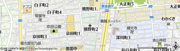愛知県名古屋市中村区熊野町周辺の地図