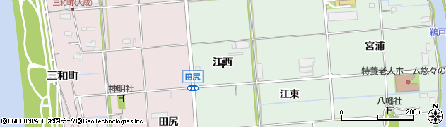 愛知県愛西市小茂井町江西周辺の地図