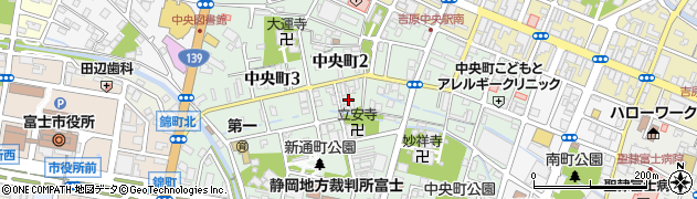静岡県富士市中央町周辺の地図