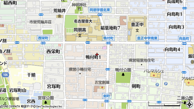〒453-0843 愛知県名古屋市中村区鴨付町の地図