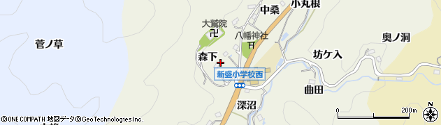 愛知県豊田市新盛町森下周辺の地図