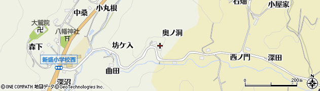 愛知県豊田市新盛町（奥ノ洞）周辺の地図