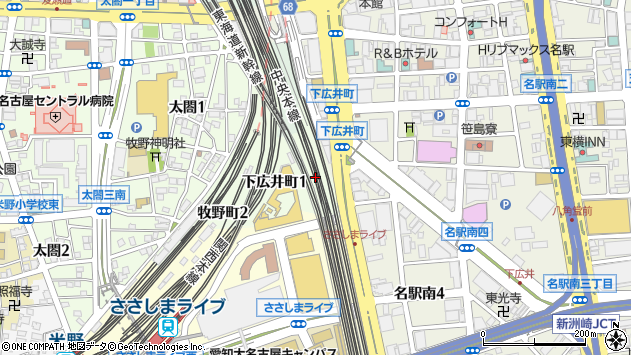 〒450-0006 愛知県名古屋市中村区下広井町の地図
