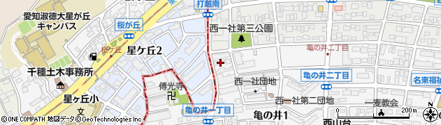 愛知県名古屋市名東区亀の井1丁目2周辺の地図