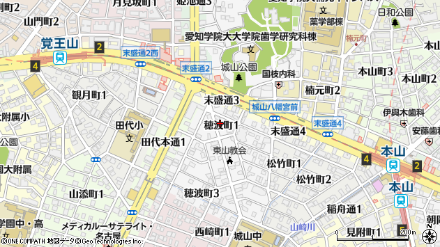 〒464-0822 愛知県名古屋市千種区穂波町の地図
