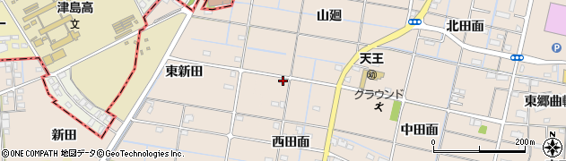 愛知県愛西市柚木町西田面163周辺の地図
