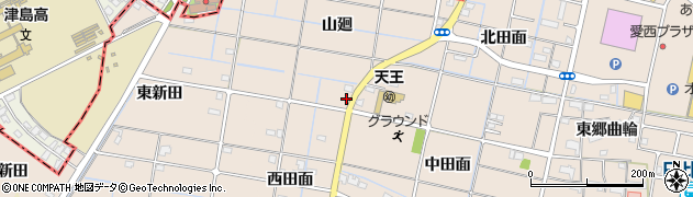 愛知県愛西市柚木町西田面152周辺の地図
