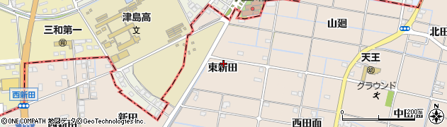 愛知県愛西市内佐屋町東新田周辺の地図