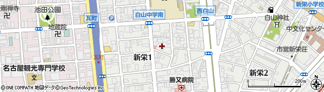 愛知県名古屋市中区新栄1丁目22周辺の地図
