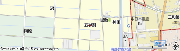 愛知県愛西市宮地町（五ツ割）周辺の地図