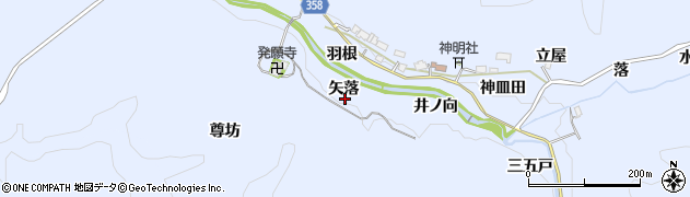 愛知県豊田市摺町（矢落）周辺の地図