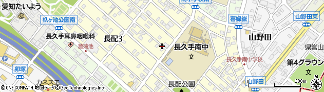 愛知県長久手市長配周辺の地図