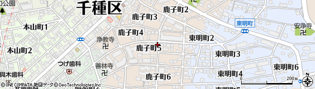 愛知県名古屋市千種区鹿子町周辺の地図