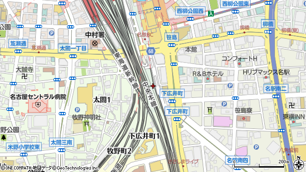 〒450-0007 愛知県名古屋市中村区笹島町の地図