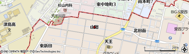 愛知県愛西市柚木町（山廻）周辺の地図