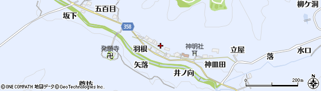 愛知県豊田市摺町羽根周辺の地図