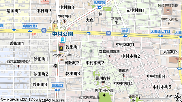 〒453-0831 愛知県名古屋市中村区中村中町の地図