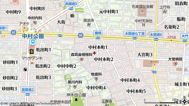 〒453-0828 愛知県名古屋市中村区中村本町の地図
