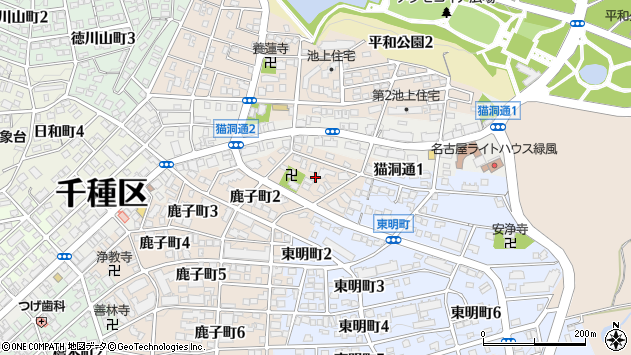 〒464-0033 愛知県名古屋市千種区鹿子町の地図