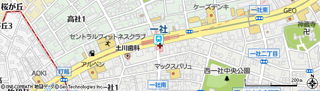 名古屋市役所交通局　地下鉄東山線一社駅周辺の地図