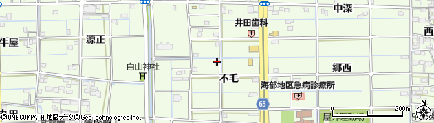 愛知県津島市莪原町（不毛）周辺の地図