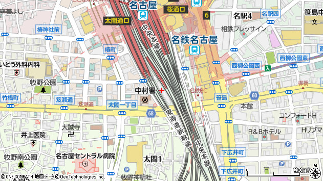 〒453-0002 愛知県名古屋市中村区名駅１−３−４の地図