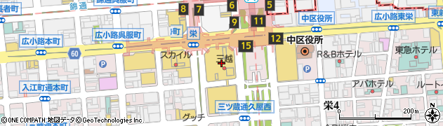名古屋三越栄店和・洋食器周辺の地図