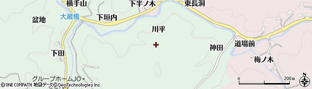 愛知県豊田市大蔵町（川平）周辺の地図