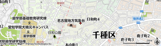 愛知県名古屋市千種区日和町周辺の地図