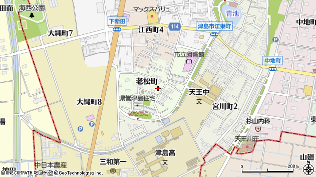 〒496-0854 愛知県津島市老松町の地図