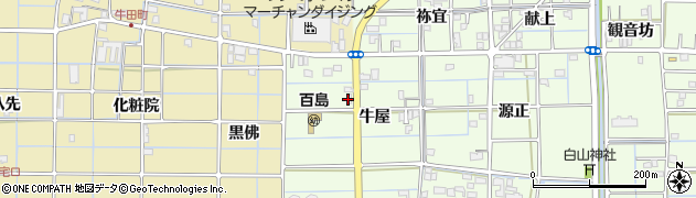 愛知県津島市百島町（牛屋）周辺の地図