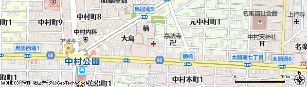 愛知県名古屋市中村区中村町（楠）周辺の地図