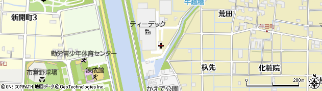 愛知県津島市越津町新田周辺の地図