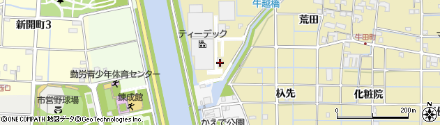 愛知県津島市越津町（新田）周辺の地図