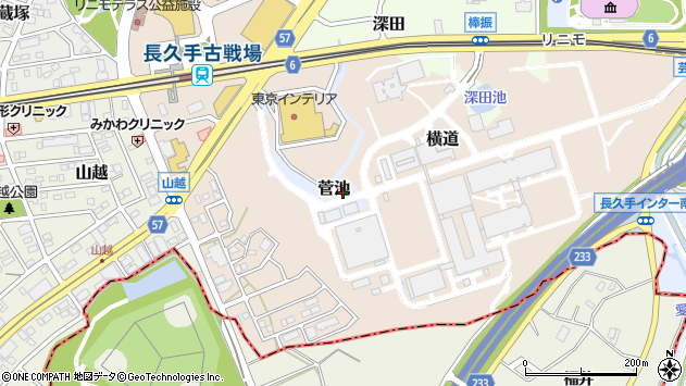 〒480-1127 愛知県長久手市菅池の地図